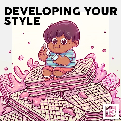 Artist exploring and developing their unique drawing style in the Drawing Camp program